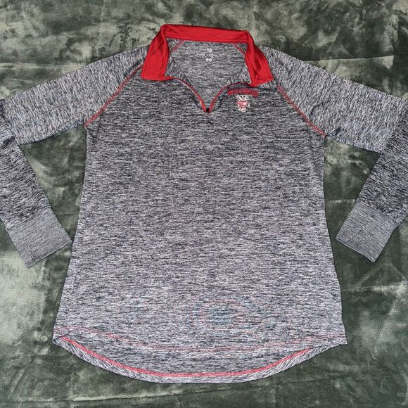 Colosseum University Wisconsin Shirt Women's XL Heather Gray Long Sleeve 1/4 Zip - Picture 2 of 8